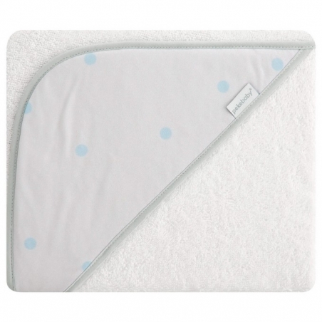 Maxicapa de baño para bebé NARI capucha con topitos azules
