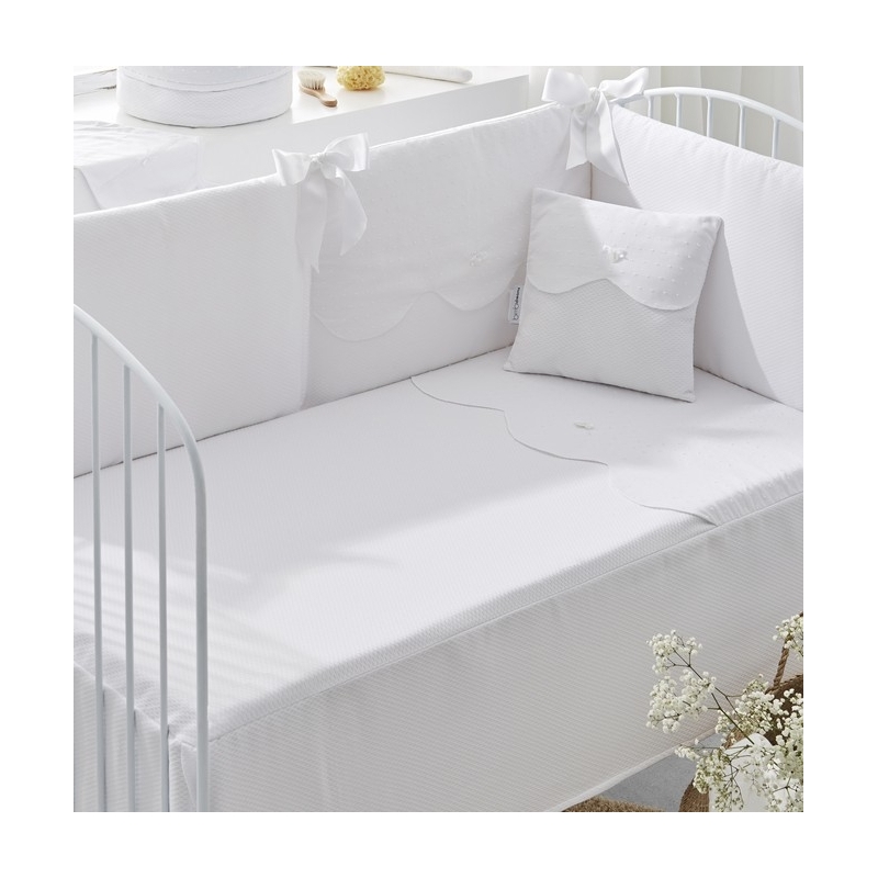 Juego de sabanas blancas para cuna 100% algodon Color Blanco Talla colchón  Cuna (60x120)