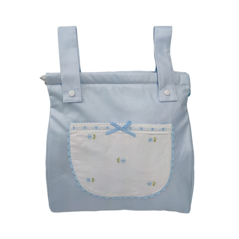 Bolso para carrito de bebé con flores FIORE plastificado azul