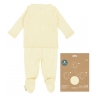 Jubón y polaina de bebé talla 0 en algodón DESAGUJADO color beige reverso