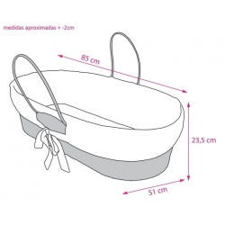 Medida vestidura interior para moises de mimbre