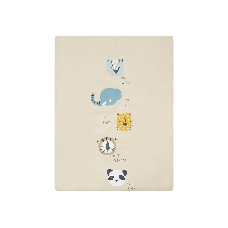 Colcha edredón de minicuna 80x50 cm JUNGLE animalitos en color beige
