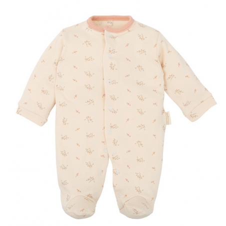 Pijama de algodón orgánico de punto para bebé DALIA flores rosa