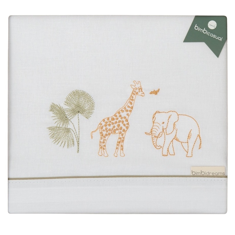 Triptico de sábanas para coche o cuna MASAI dibujo elefante y jirafa