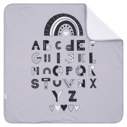 Arrullo gris para bebé en algodón y rizo ABC dibujo de letras
