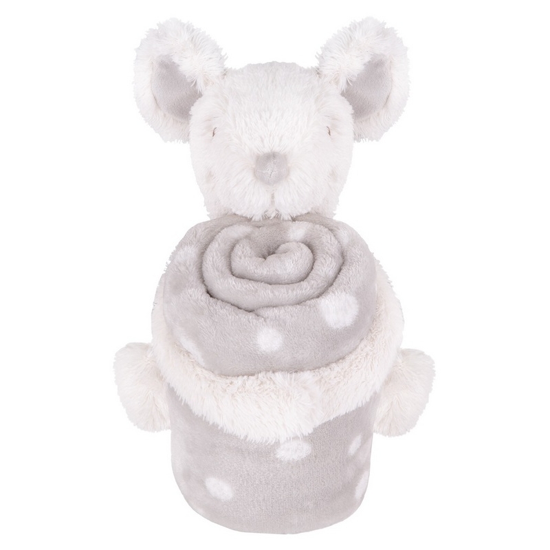 Manta de felpa con peluche de ratoncito para bebé JOYFUL MICE 100x70 cm