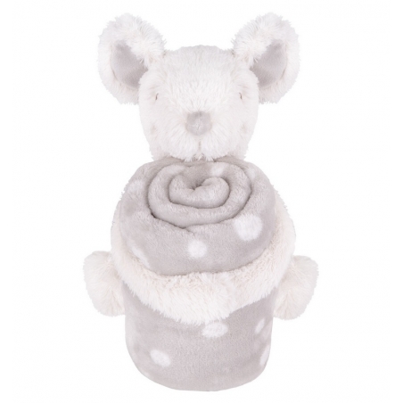Manta de felpa con peluche de ratoncito para bebé JOYFUL MICE 100x70 cm