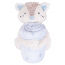 Peluche con manta mullida para bebé LITTLE FOX zorrito color azul