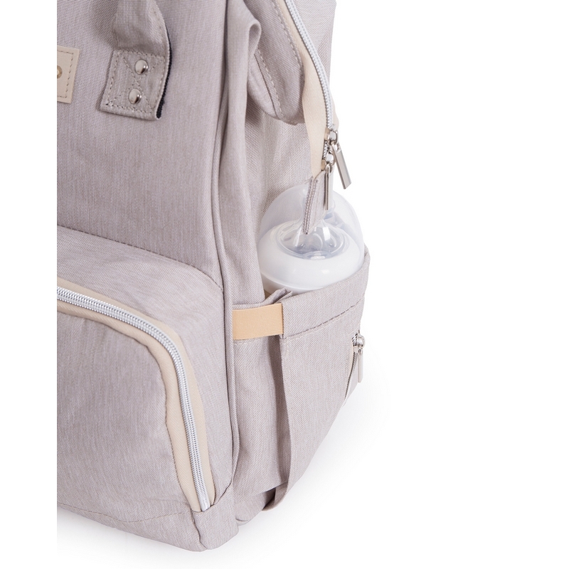 Bolso gris organizador para carrito de bebé con portavasos aislante  INTERBABY