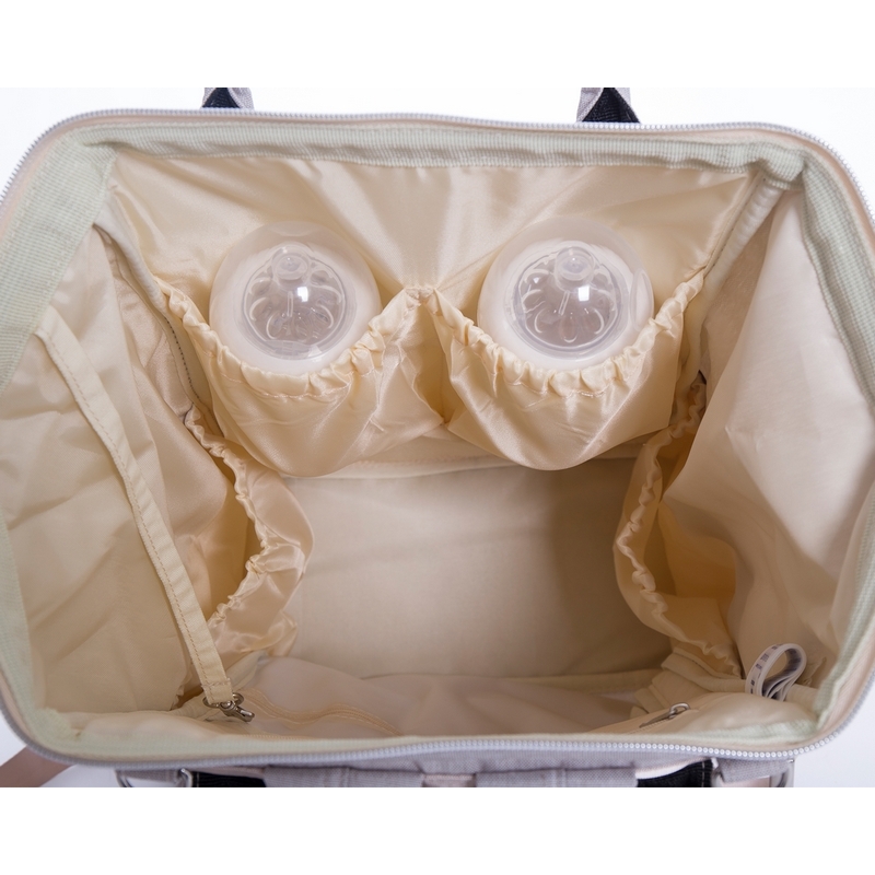 Bolso gris organizador para carrito de bebé con portavasos aislante  INTERBABY