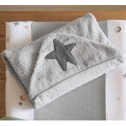 Capa de baño color gris para bebé MOON capucha de estrella