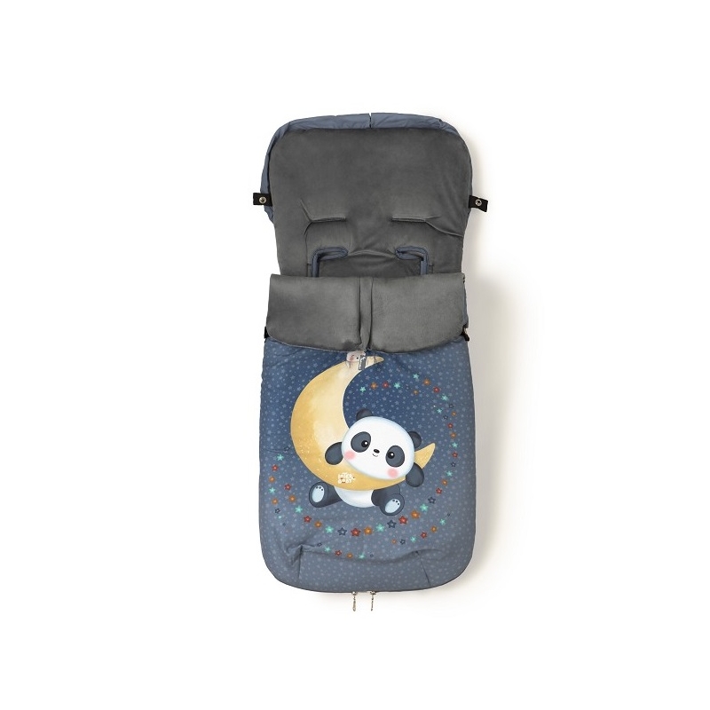 Saco gris para silla universal PANDA LUNA y estrellas de Interbaby