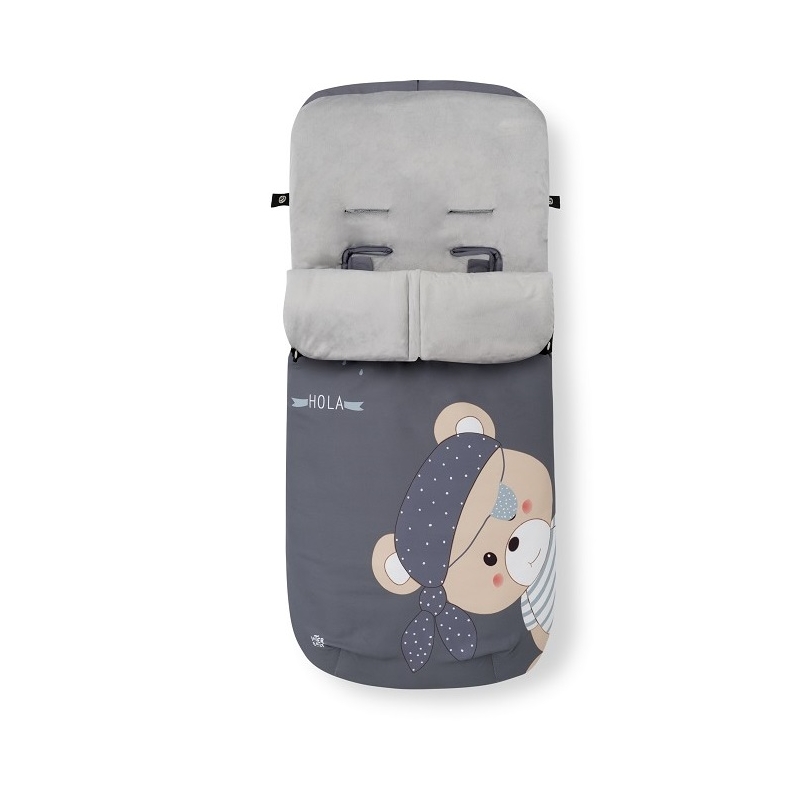 Saco infantil con cremallera para carrito OSO PIRATA color gris
