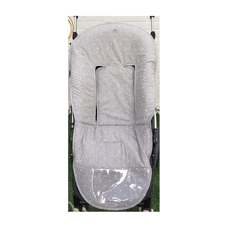 Funda carrito bebé reversible color gris ALBA estampado puntitos