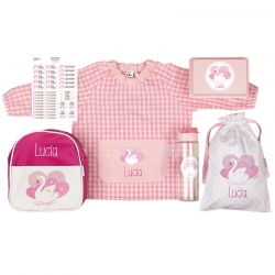 Lote babi rosa personalizado para niña con mochila CISNE pack completo