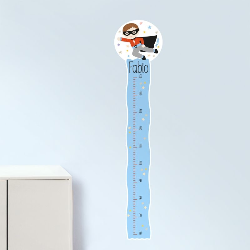 Règle De Croissance Murale Personnalisée - Bois, Avec Lettres Adhésives | Pour Mesurer La Taille Des Enfants, Design Astronaute