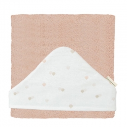 maxicapa de baño para bebé con capucha de globos CIEL color rosa