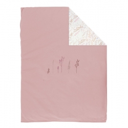 Colcha de minicuna con relleno extraíble NIZA dibujo flores rosa