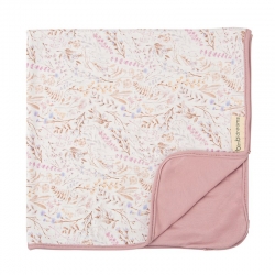 Manta arrullo de 75x75 cm para niña NIZA dibujo flores rosa