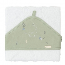 Maxi toalla blanca para secar al bebé TREX capucha color verde