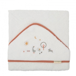 Maxi capa de baño de 100 cm GRANJA con capucha original y ribete color teja