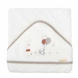 Capa de baño para bebé conejitos y globos JOLIE ribete color lino