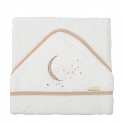 Capa de baño con capucha de luna MOON ribete en color lino