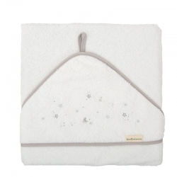 Toalla blanca con capucha de estrellas para bebé STARS de 100x100 cm