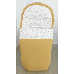 Saco para carrito de paseo FOREST árboles con cubrepiés color mostaza