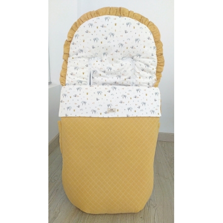 Saco para carrito de paseo FOREST árboles con cubrepiés color mostaza