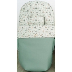 Saco de polipiel en color menta para carrito LITTLE FARM con dibujo de flores