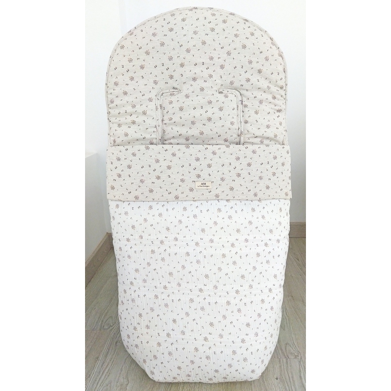 Saco con estampado de flores para silla LAVANDA blanco piedra en 2 tonos