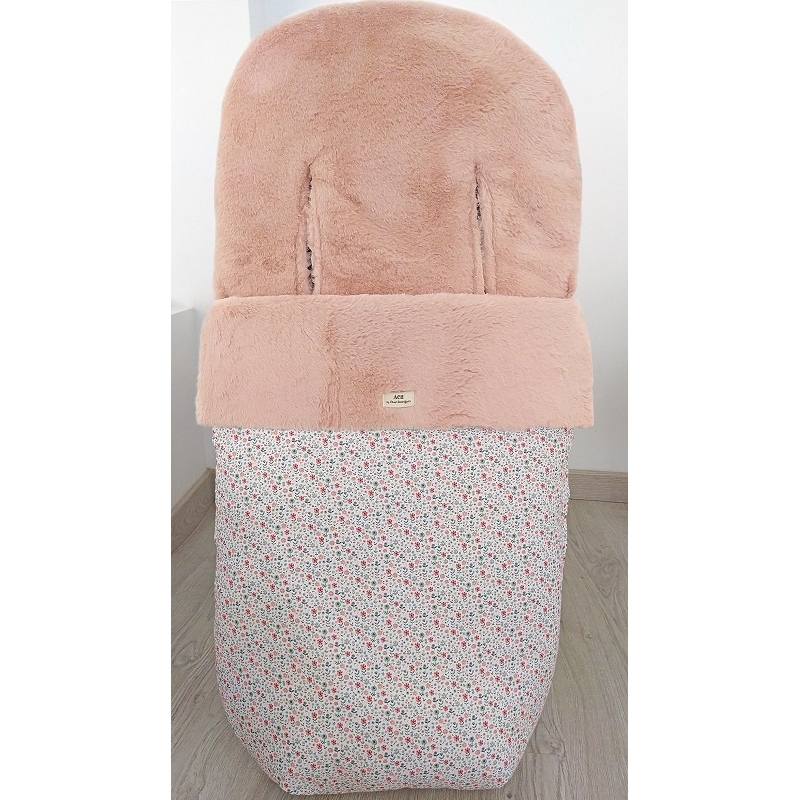 Saco de invierno con interior polar para carro PROVENZA rosa con flores