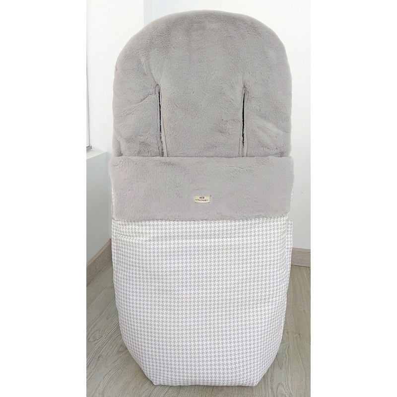 Saco de invierno para carrito de niños LUNARES interior pelo color gris