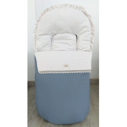 Saco con cubrepiés en piqué color azul MI PRINCIPE para silla de niño