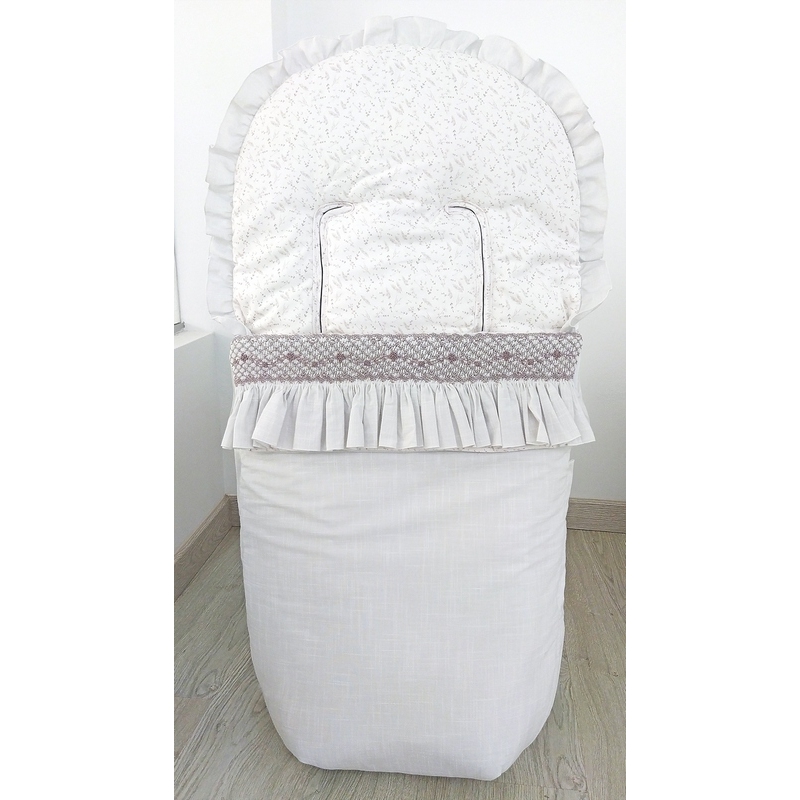 Saco de silla con embozo decorativo plisado ESPIGAS en color gris