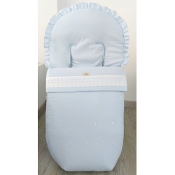 Saco de silla azul en piqué para niño SOLETE cubrepiés desmontable