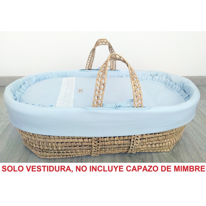 Vestidura de moisés o capazo de niño SOLETE textil piqué color azul