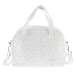 Bolso blanco maternal de polipiel PLUM STREET PROME flores rosa