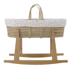 Moisés con soporte natural BRANCH textil rosa