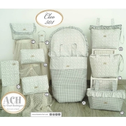 textil en vichy con flores para carrito de pasear CLEO