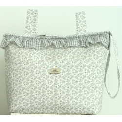 Bolso panera con asas y correa ajustable CLEO dibujo flores gris