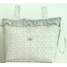 Bolso panera con asas y correa ajustable CLEO dibujo flores gris