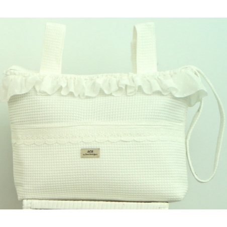 Bolso talega en tejido piqué para colgar al carrito PLUMI color blanco