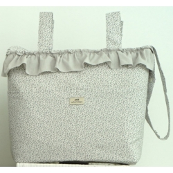 Bolso panera de estilo primaveral MAREA imagen de florecitas gris